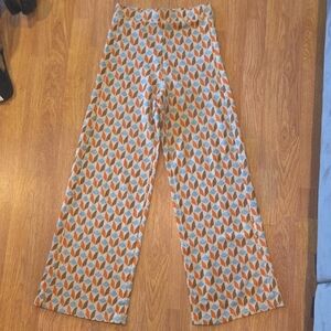 Pull & Bear Pants M Wide Leg Geometric Patterned 70s Hippie